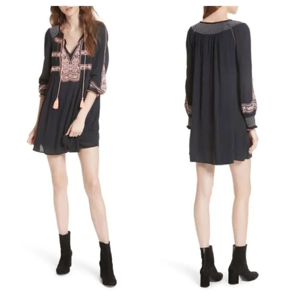 Free People Black Wind Willow Minidress Size XS